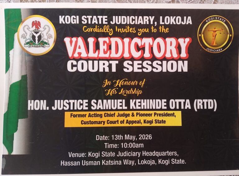 PASSING OF A LEGAL ICON: HON. JUSTICE S. K. OTTA (RTD.), PIONEER PRESIDENT, CUSTOMARY COURT OF APPEAL, KOGI STATE, GOES HOME
