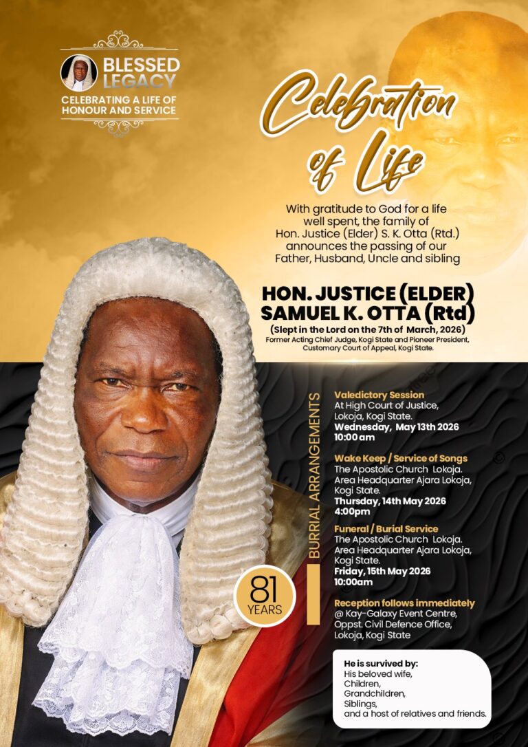 Kogi Judiciary bids Late Justice Otta Farewell With Valedictory Court Session.
